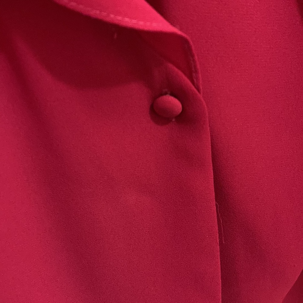 Josephine Sz 14 raspberry pleated blouse collared 3/4sleeves button closure wrap - Picture 7 of 10